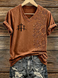 Women's Retro Western Style Faith Print T-shirt