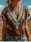 Women'S Casual Retro Western Faith T-Shirt