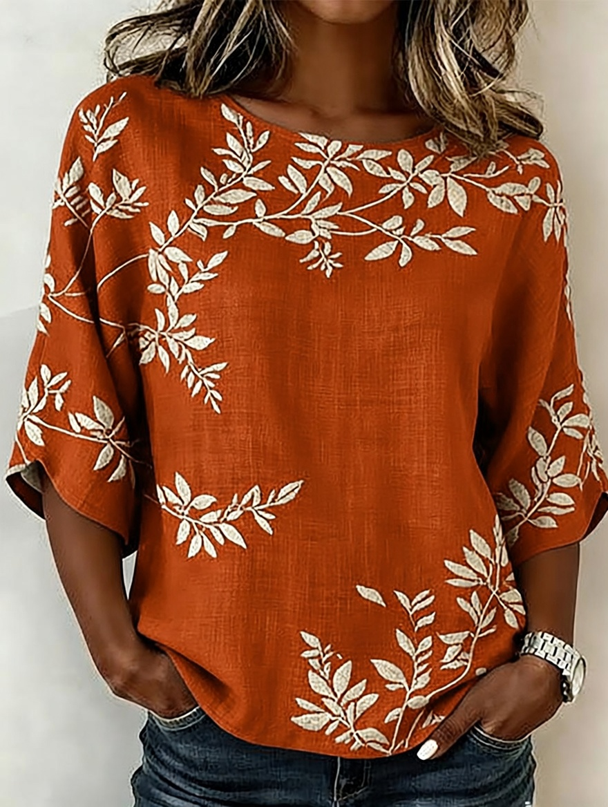 Tops estampados de lino y algodón para mujer