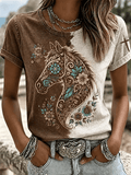 Women's Retro Western Style Faith  Print T-shirt