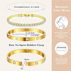 Tennis Chain Bracelet Cuff Set