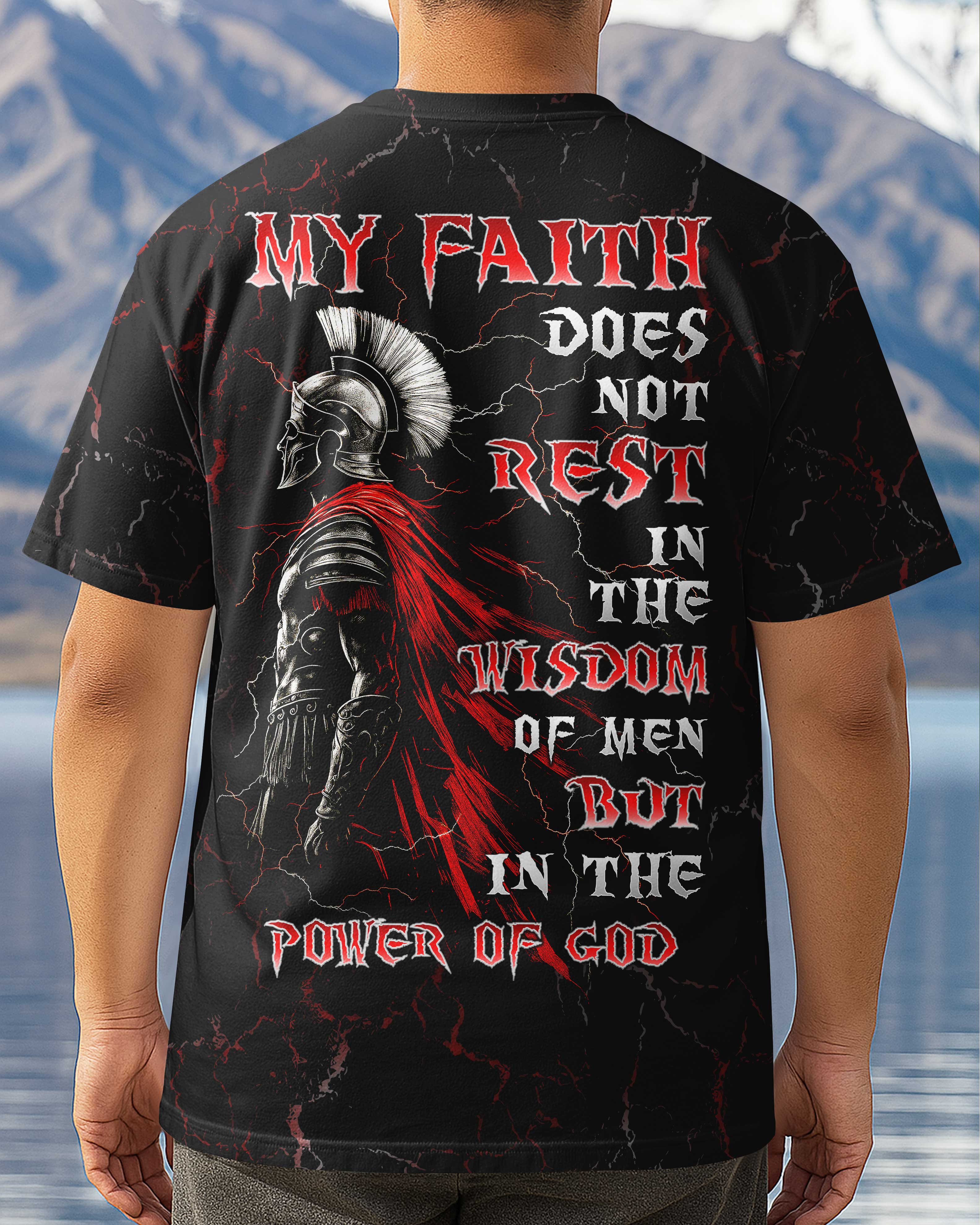 Mein Glaube ruht nicht in der Weisheit der Menschen All Over Print T-Shirt