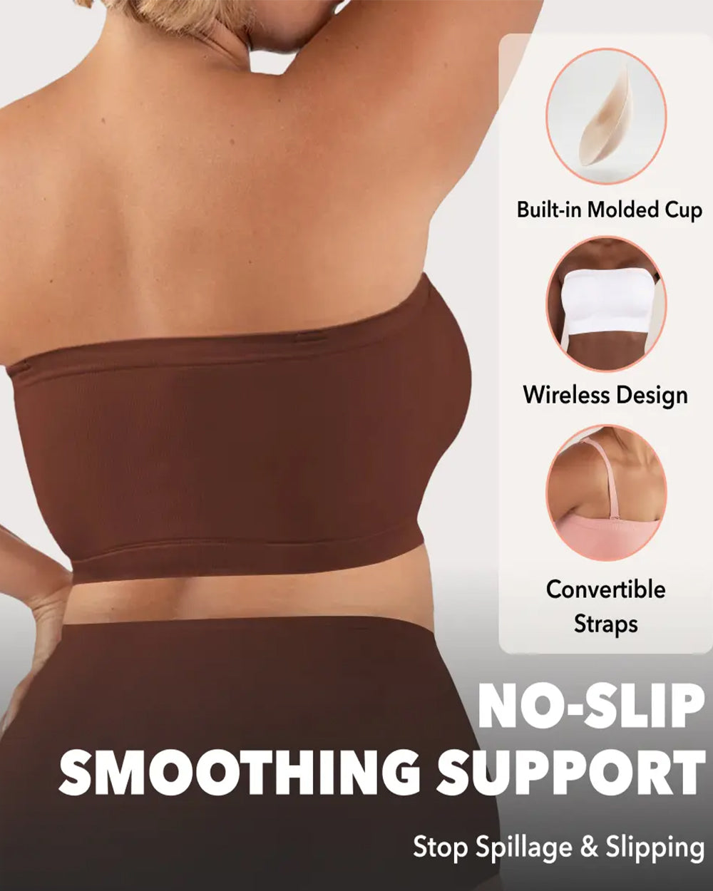 Damen umwandelbarer trägerloser Bandeau-BH