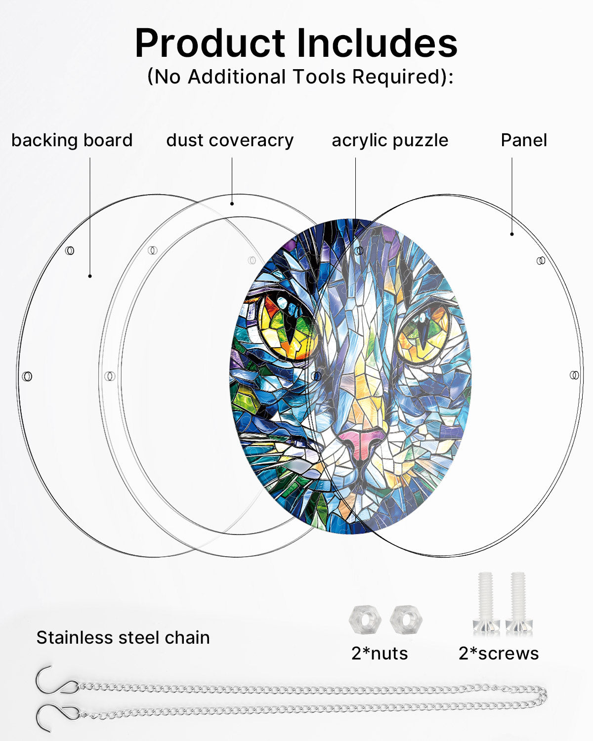 Mosaic Cat Light Suncatcher-Acrylic Window Art