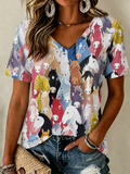 Women'S Retro Ethnic Art Printed Round Neck T-Shirt