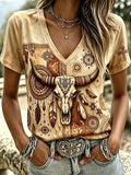 Women's Retro Western Style Faith Print T-shirt