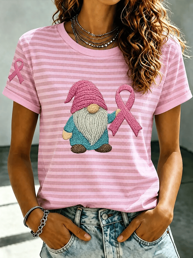 Women's Breast Cancer Awareness Print Casual T-shirt