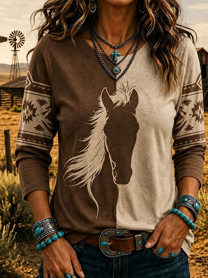 Women's Casual Print Long-Sleeve T-Shirt