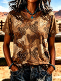 Women'S Western-Style Horse Pattern Faith Short-Sleeve T-Shirt