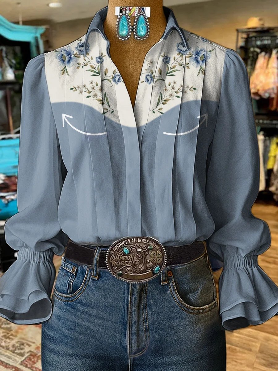Women's Retro Casual Western Pattern Shirt