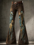 Women'S Casual Retro-Print Trousers
