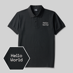 Hello World Geek Embroidered Polo Shirt