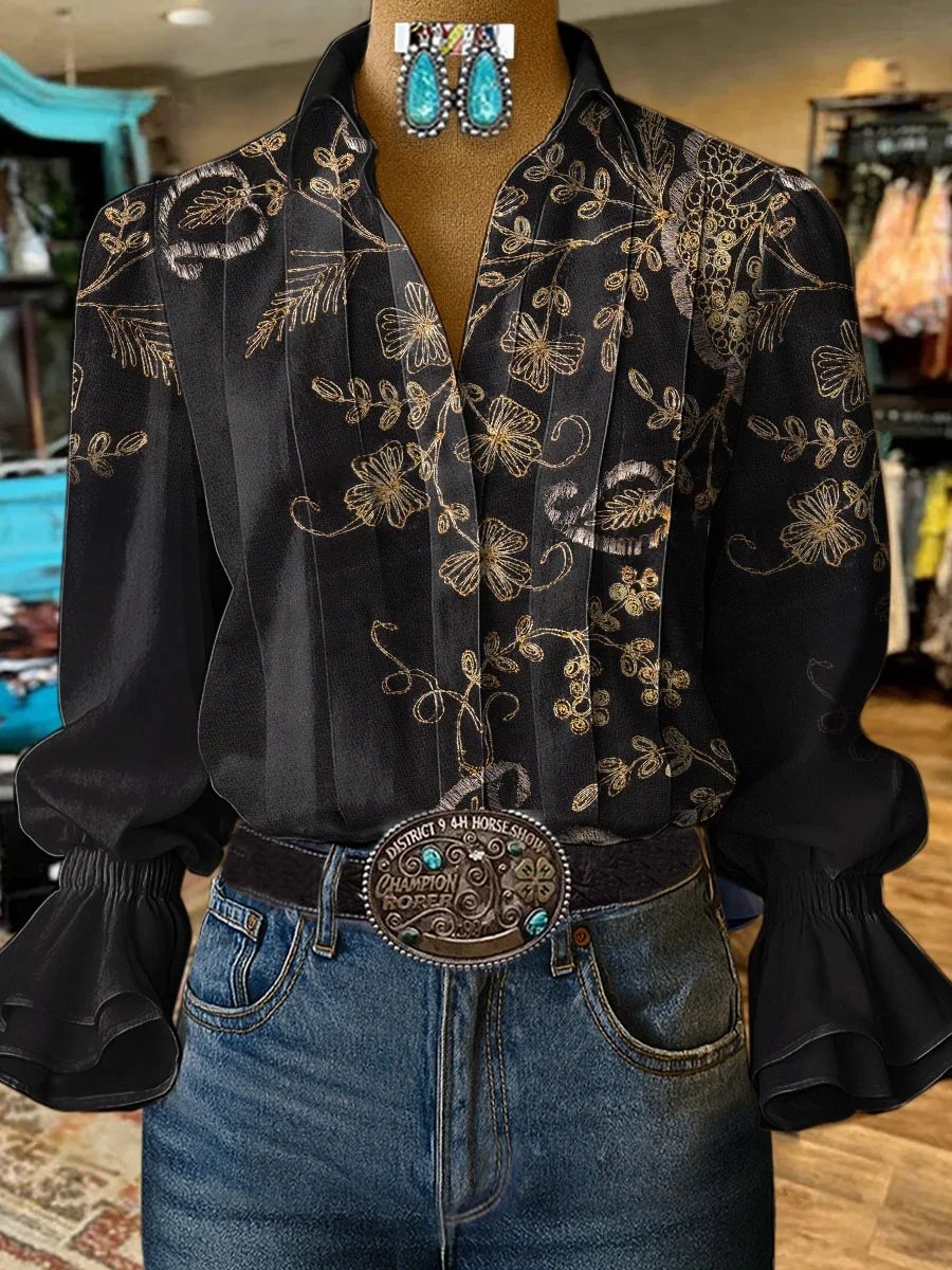 Women's Retro Casual Western Pattern Shirt