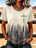 Women's Western Faith-Print Casual T-Shirt