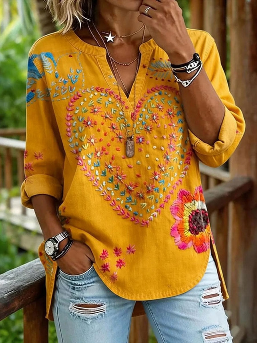 Top casual con estampado floral para mujer