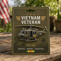Vietnam Veteran Helicopter Brooch Pin, Service Honor Sacrifice Commemorative Lapel Pin, 1955–1975 Veteran Tribute Gift for Jackets, Hats, Bags & Display Cards