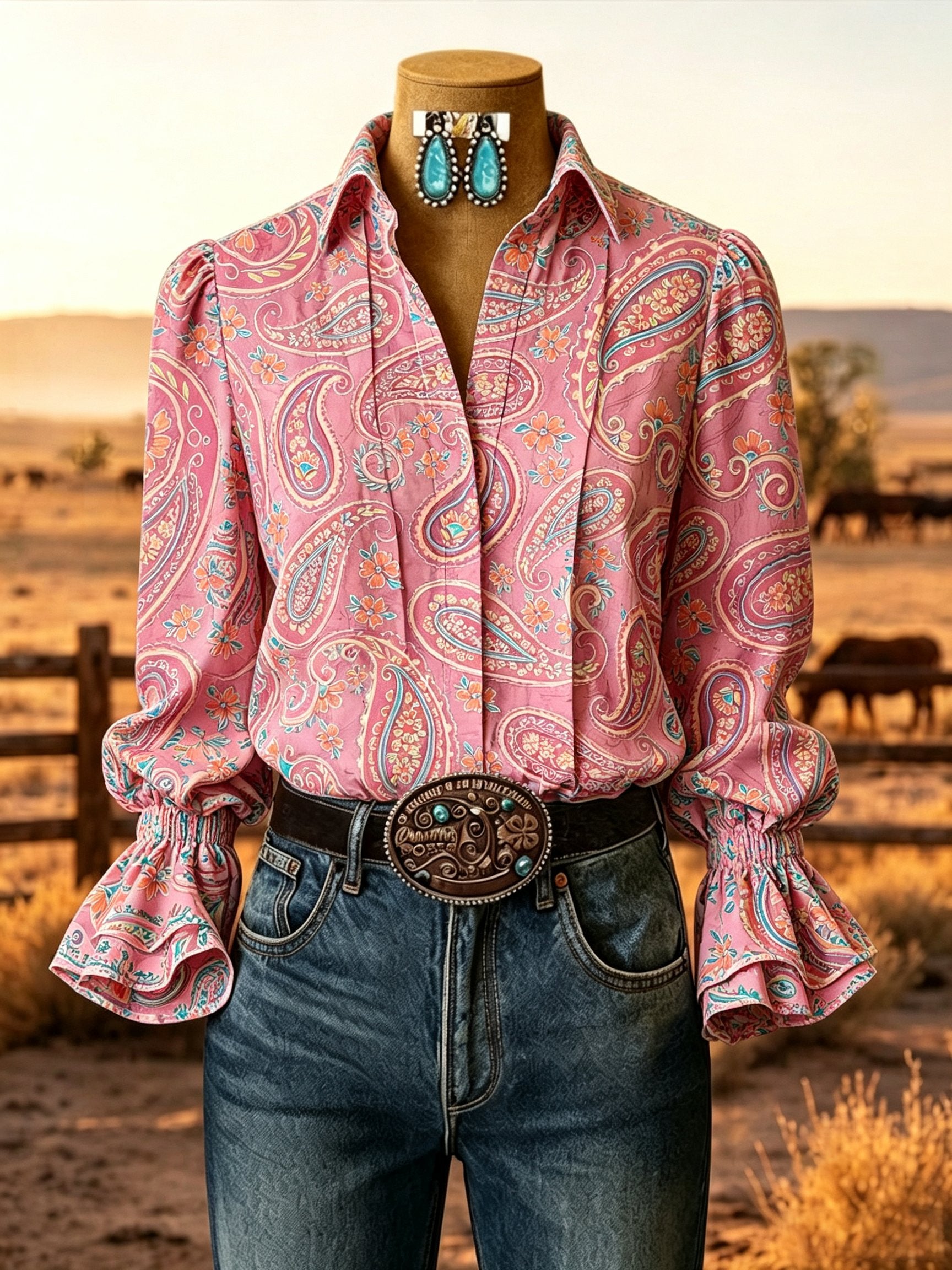 Women's Vintage Western Floral Shirt