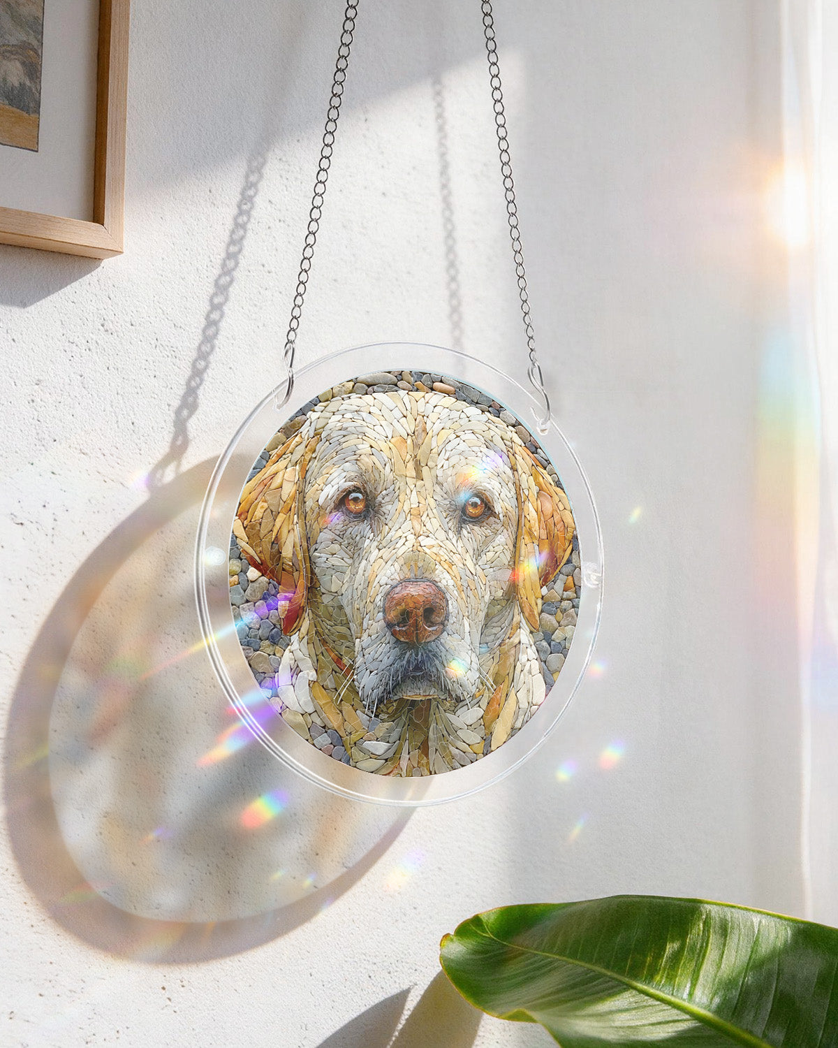 Suncatcher Stein-Hund-Acryl-Fensterbild