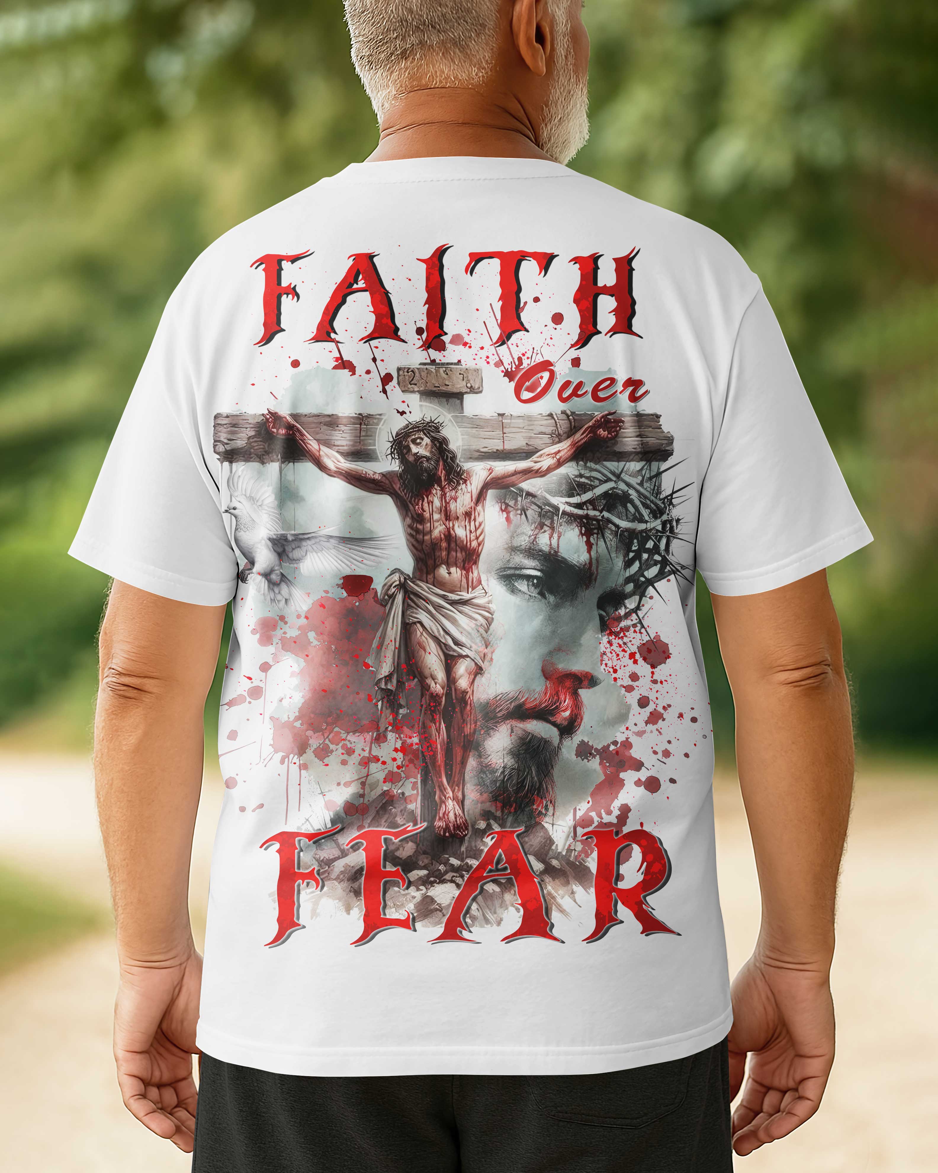 Ganzflächiges T-Shirt „Glaube statt Angst“