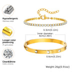 Tennis Chain Bracelet Cuff Set