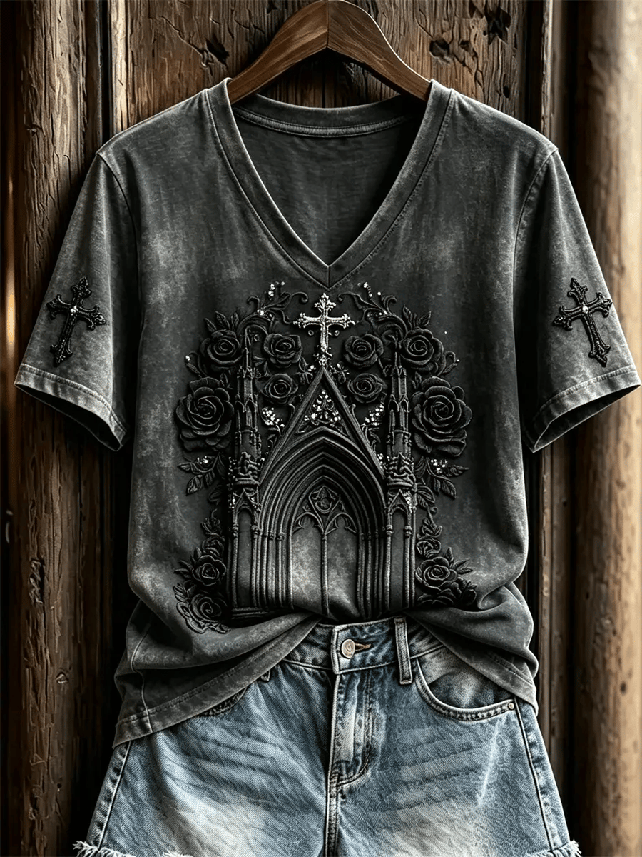 Damen Retro T-Shirt mit Glaubens-Print