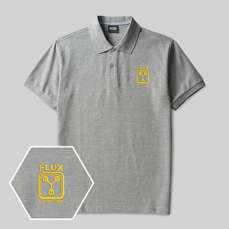 Flux Capacitor Emblem Geek Embroidered Polo Shirt