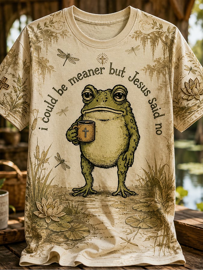 Damen Retro Ich Könnte Gemeiner Sein, Aber Jesus Sagte Nein Glaube Print T-Shirt