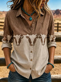 Women's Vintage-Style Western Print Shirt