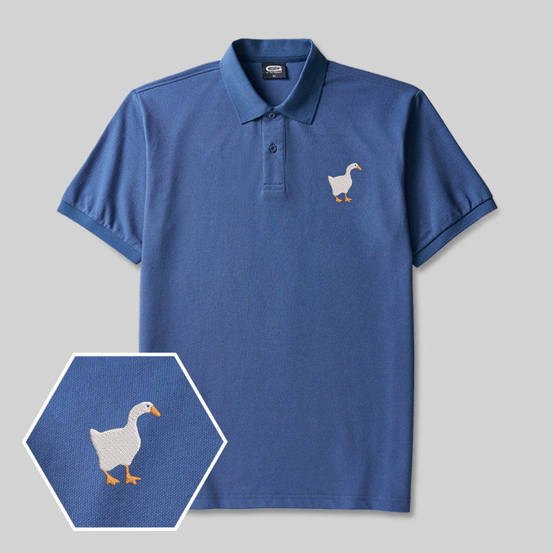 Goose Geek Embroidered Polo Shirt