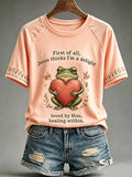 Damen lässiges Kurzarm-T-Shirt mit Glaube- und psychische Gesundheit-Print
