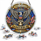 America 250th Anniversary Acrylic Puzzle Hanging Ornament – Patriotic Eagle, Liberty Bell & American Flag Suncatcher Decoration, 1776–2026 Commemorative Gift