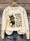 Damen Sweatshirt mit Aufdruck "If God Can Make A Bug's Butt Light Up"