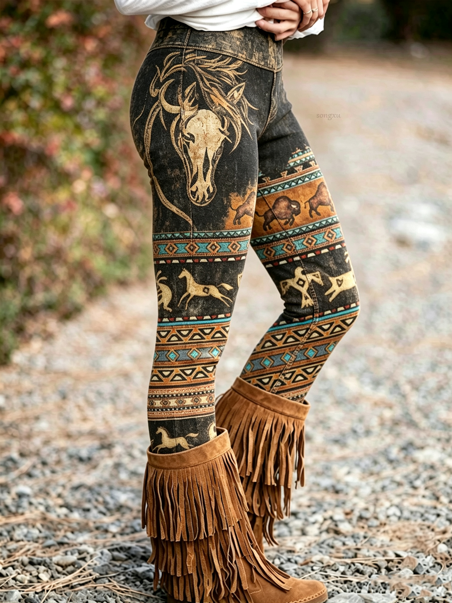 Women'S Western Style Cross Print Leggings