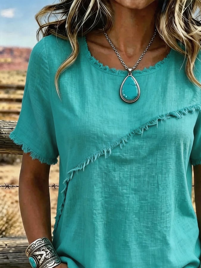 Women'S Casual Loose Tassel Top