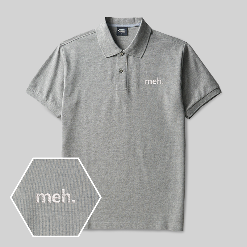 Meh. Geek Embroidered Polo Shirt