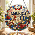 America 250th Anniversary Acrylic Puzzle Hanging Ornament – 1776–2026 Patriotic Stained Glass Style Window Decor