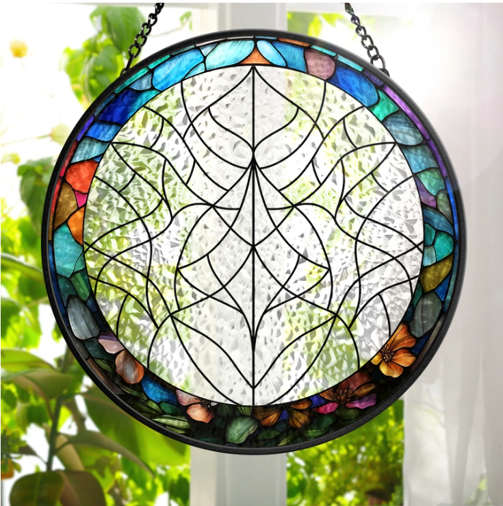 Custom Photo Dog And Cat Family Portrait - Personalized Stained Glass Window Hanging Suncatcher