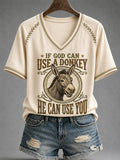 Women's Funny Donkey of God Can Use Donkey He Can Use You Printed Casual Tops