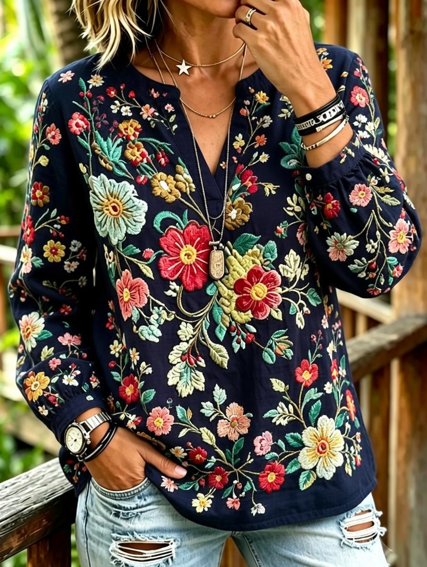 Top casual de mujer con estampado floral