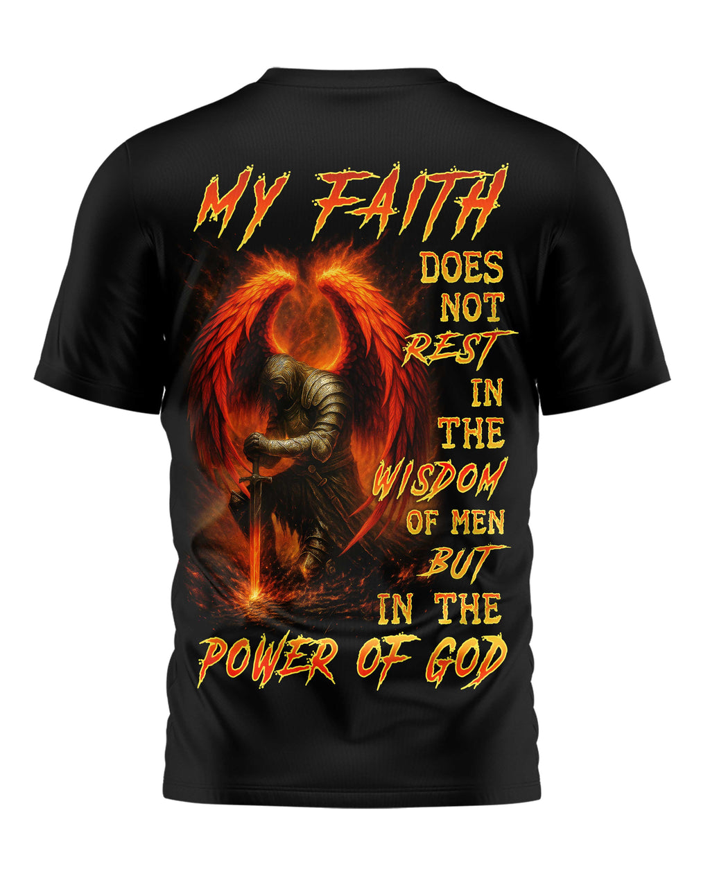 Mein Glaube ruht nicht ganzflächiges T-Shirt