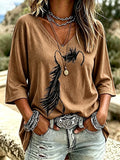 Women's Casual Retro Print Top