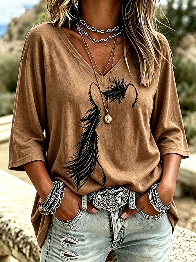 Women's Casual Retro Print Top