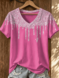 Women's  Retro  Breast Cancer  Print T-shirt