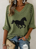 Women's Casual Printed Waffle Top