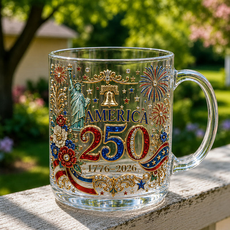 America 250 Liberty Bell Eagle Patriotic Glass Mug