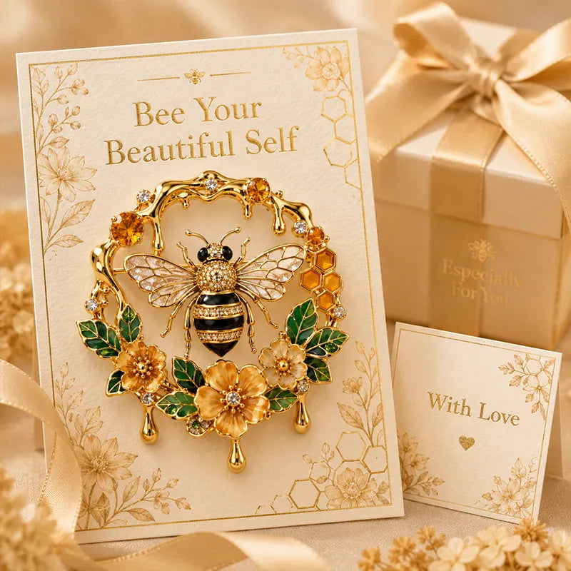 Vintage 3D Bee and Flower Brooch