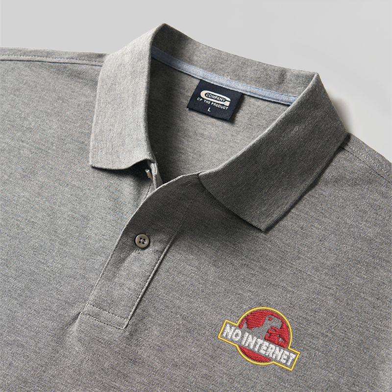 No Internet Geek Embroidered Polo Shirt