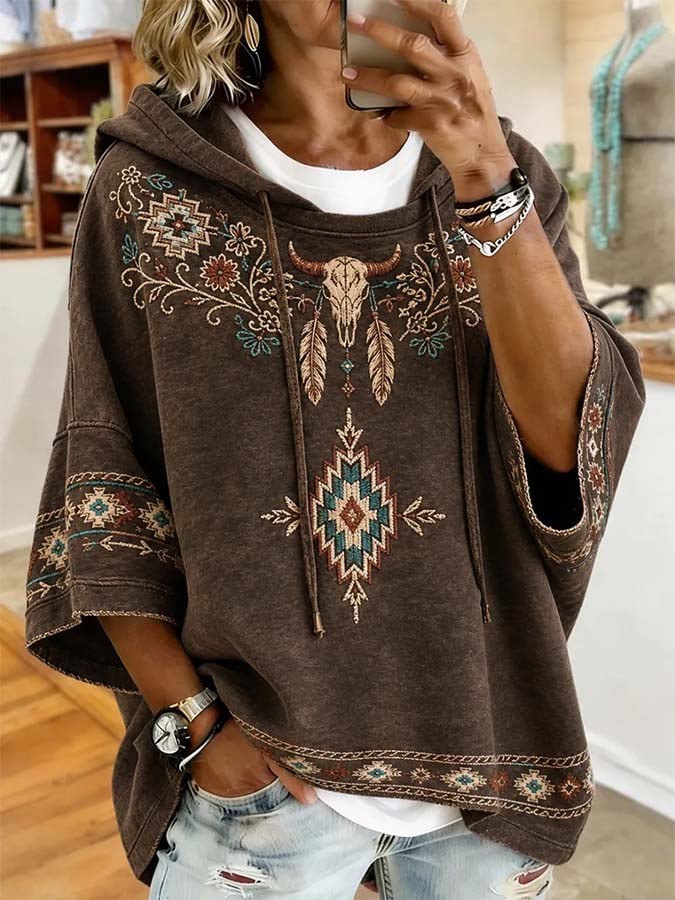 Women'S Casual Retro Print Top