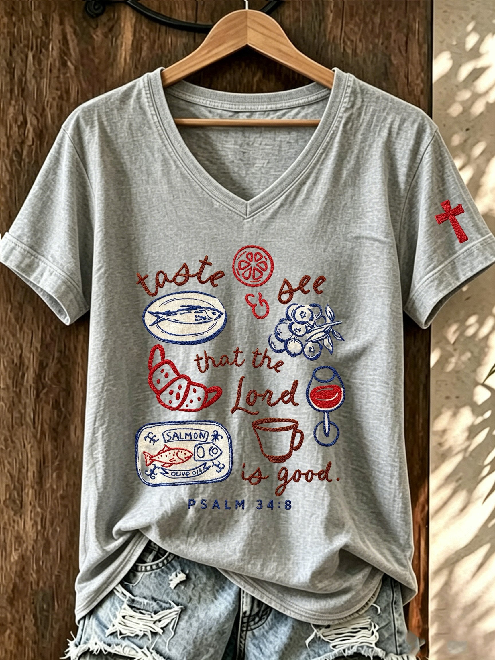Top casual de mujer con estampado de fe
