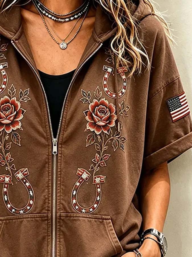 Women'S Casual Retro Print Top